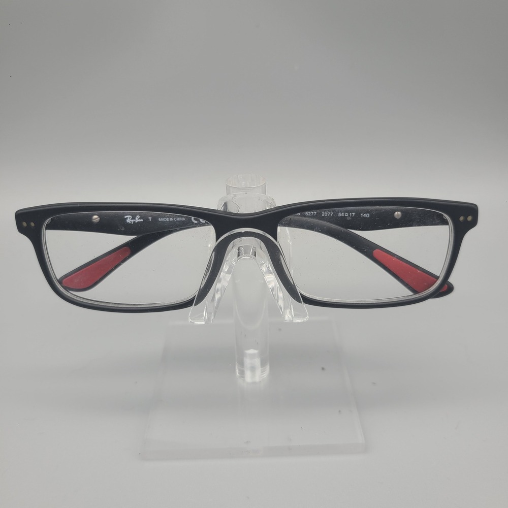 Ray-Ban RB 5277 2077 Matte Black Red Rectangular Eyeglasses Frames 54-17-140